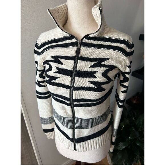Ralph Lauren Aztec pattern zip up cardigan black and white size xs - Picture 1 of 5